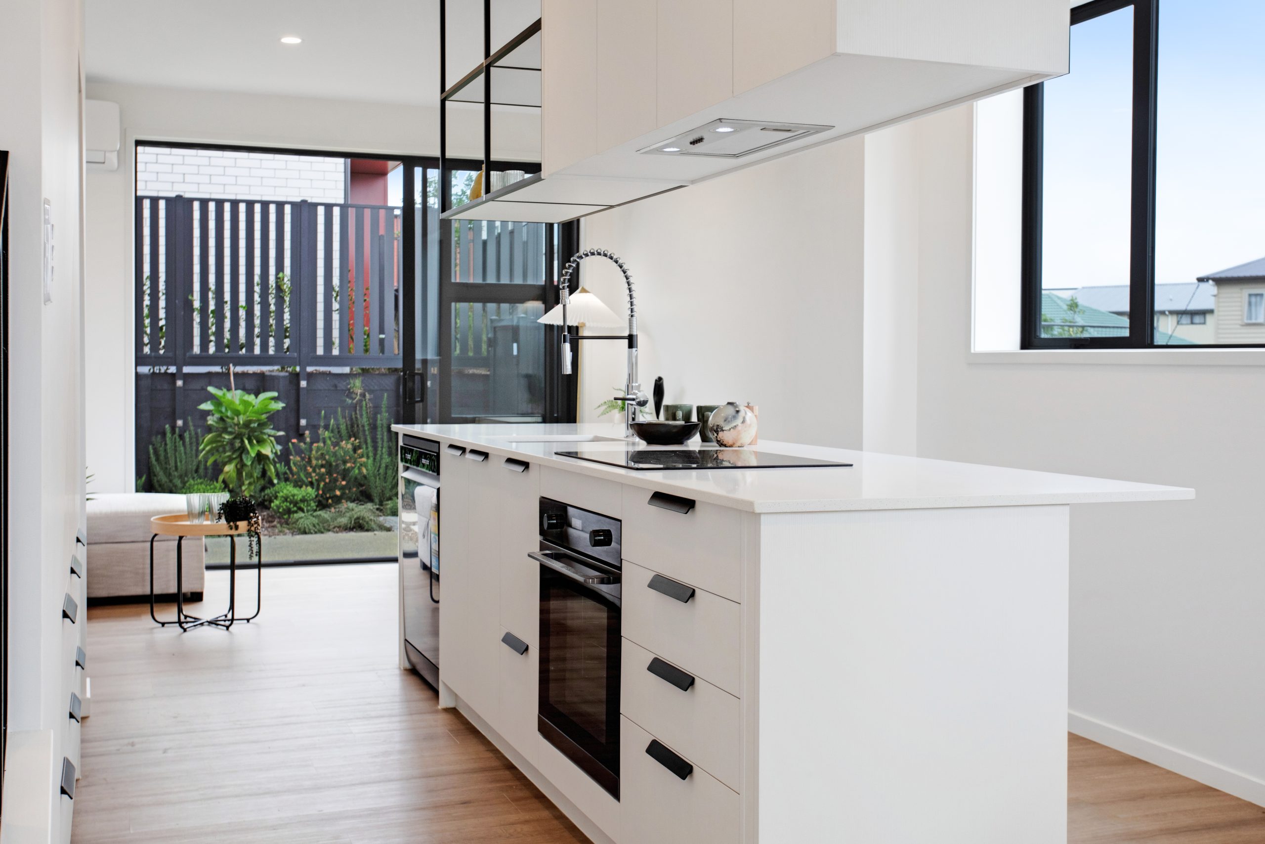Kitchen shot with oven and island